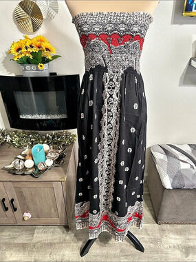 ANGIE  Maxi Strapless Dress Black